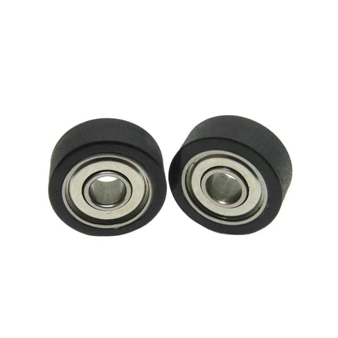 Close-up of Polyurethane Coated Roller With 684ZZ Bearing 4x12x4mm PU Cover Furniture Guide Wheel 10 Piece Set for Drawer Slides