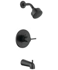 Modern 14 Series Matte Black Tub And Shower Faucet Trim Kit With Shower Head And Handle, Valve Trim Included, Not Valve, Model T14459-BL-PP