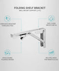 Folding Shelf Bracket Stainless Steel Wall Mount For Drop Leaf Tables And Workbenches shown with corrosion-resistant features