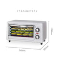 Built Tough Five Layer Food Dehydrator With Sleek Digital Temp And Timer Controls showing dried fruits through frosted glass front.