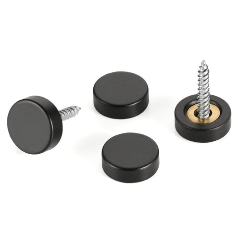 Solid Brass Screw Cover Caps Black Finish 0.6 Inch Diameter 15.3 Mm 20 Pack With Screws And Washers For Flat Head Self Tapping Screws Sizes 6 8 10