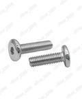 Top Shelf 304 Stainless Steel Furniture Connector Bolts Hex Flat Head Allen Screws 5/16 Inch Thread 2 1/2 Inch Length 200 Pack showcasing two silver hex flat head screws.