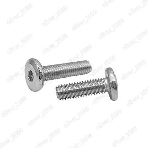 Top Shelf 304 Stainless Steel Furniture Connector Bolts Hex Flat Head Allen Screws 5/16 Inch Thread 2 1/2 Inch Length 200 Pack showcasing two silver hex flat head screws.