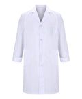 Unisex White Lab Coat Jacket For Science Class And Workwear, long sleeve uniform with pockets, front view