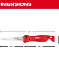 Folding Jab Saw For Multi Material Cutting With Quick Change Blade Lock Fits All 6 Inch Reciprocating Saw Blades dimensions shown