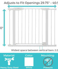 Bright Choice Auto Close Kiddo Safe Baby Gate With Glow In The Dark Handle, Pressure Mounted, diagram with measurements and features