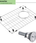 Bottom grid and drain for Undermount 12 By 16 Inch Stainless Steel Bar Sink For Wet Bar And Outdoor RV Use 16 Gauge Kitchen Sinks