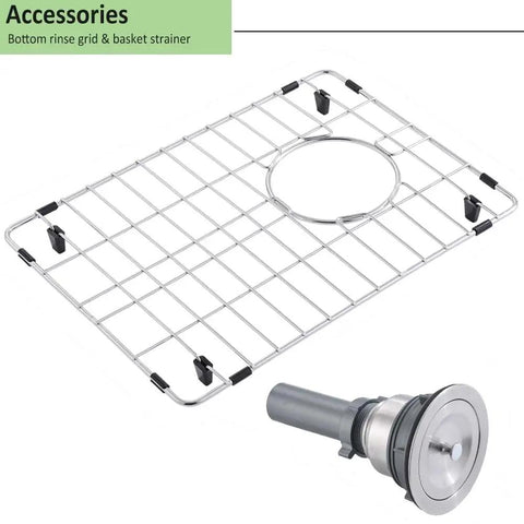 Bottom grid and drain for Undermount 12 By 16 Inch Stainless Steel Bar Sink For Wet Bar And Outdoor RV Use 16 Gauge Kitchen Sinks