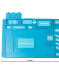 Heat Resistant Soldering Mat 932 Degrees Fahrenheit Large Anti Static Magnetic Work Surface With Screw Position Silicone Soldering Pad For Soldering Station Workbench Computer And Phone Repair 17.8 By 11.8 Inches with parts layout and magnetic sections visible.