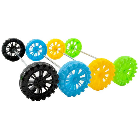 40 Pack Plastic Toy Wheels With 2mm Shafts And 20 Metal Axles For RC Cars Boats Drones Robots And Helicopters DIY Models