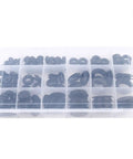 Grommet Rubber Sealing Gasket Kit 125 Piece Set In Black With Plastic Storage Box Super Elastic Assorted Seals For Hoses Faucets Cars Doors Appliances And Electrical Gear, clear box