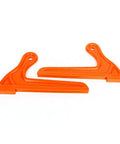 Two orange V Push Sticks 2-Pack Ergonomic Table Saw And Jointer Safety Tools that guide your wood like a pro shown on a white background.
