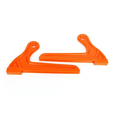 Two orange V Push Sticks 2-Pack Ergonomic Table Saw And Jointer Safety Tools that guide your wood like a pro shown on a white background.