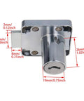 Solid As A Rock Zinc Alloy Square Cabinet Lock Nickel Plated Exterior with dimensions for 19 to 26mm boards for drawers.