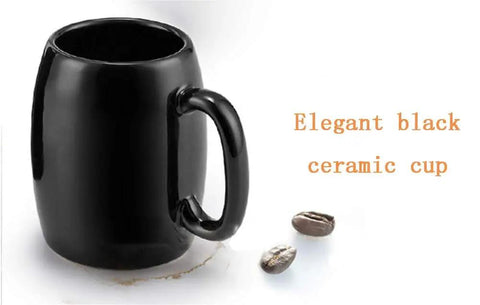 Zero Drama Premium Pink Mini Bean To Cup Coffee Maker Compact Portable Espresso Brewer With Silky Milk Froth And Easy Pour Water Tank For Tiny Apartment Kitchens And Dorm Rooms with elegant black ceramic cup and coffee beans.