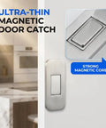 Ultra Thin No Drill Magnetic Cabinet Catch Set With Adhesive Stainless Steel Door Latch detail shown installed