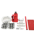 7 Ton Benchtop Portable Hydraulic Hose Crimper With 4 Dies Manual High Pressure Hose Crimp Tool components displayed on white background.