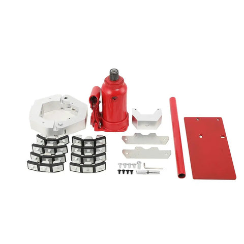 7 Ton Benchtop Portable Hydraulic Hose Crimper With 4 Dies Manual High Pressure Hose Crimp Tool components displayed on white background.