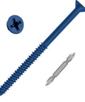 One Quarter Inch By Six Inch Heavy Duty Concrete Screw Anchor Set With Blue Ruspert Coating for Masonry Brick Block Cement or Stucco