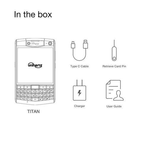 Tough As Nails Rugged QWERTY Smartphone Powered By Rock Solid Android 10 Platform accessories: Type C cable, charger, card pin, guide.