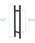 Beefy 18 Inch Solid Stainless Steel Push Pull Door Handle Set Matte Black Finish dimensions with 450mm length