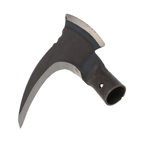 Close-up of High Manganese Steel Double Sickle Handheld Scythe For Grass Cutting, Weeding, And Tree Pruning In The Garden blade