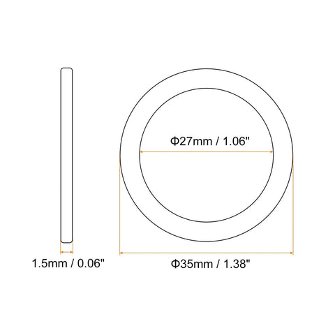 Top Notch Solid Copper M27 Flat Washers 4 Pack Heavy Duty Rust Free sealing gasket rings dimensions 27mm and 35mm