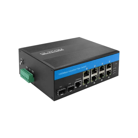 Industrial Grade Gigabit Ethernet L2 Managed Switch With 8 Gigabit RJ45 Ports And 2 Gigabit SFP Slots DIN Rail Mount IP40 Enclosure