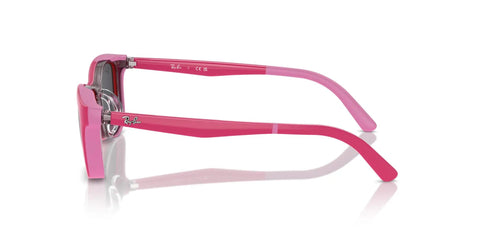 Side view of pink-red RY1626D frames for kid friendly clip on sunglasses, unisex rectangular eyewear, 49mm size.