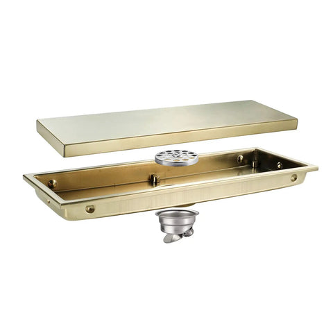 Elevate Your Tile Game With This Heavy Hitter 304 Stainless Steel Linear Floor Drain with removable cover and drain.