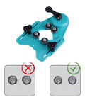 Image shows Pro Grade Adjustable Hole Saw Guide Jig with Vacuum Base for Precise Drilling 4mm to 80mm in Ceramic Glass Marble Porcelain and Granite Tiles.