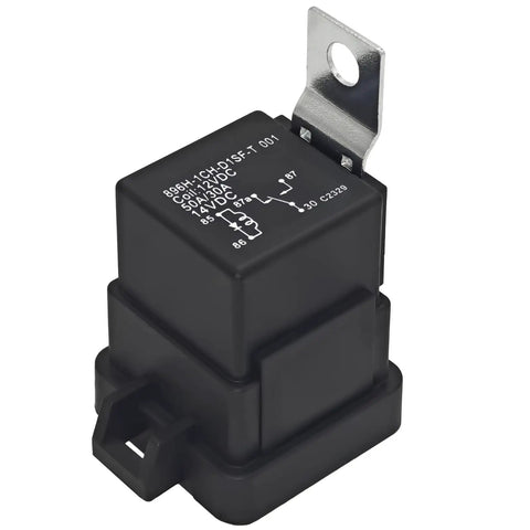 Beefy 50A SPDT Relay With 1 Form C, 12V DC Coil, Silver Tin Oxide Contacts, Quick Connect Terminals, shown from angled view