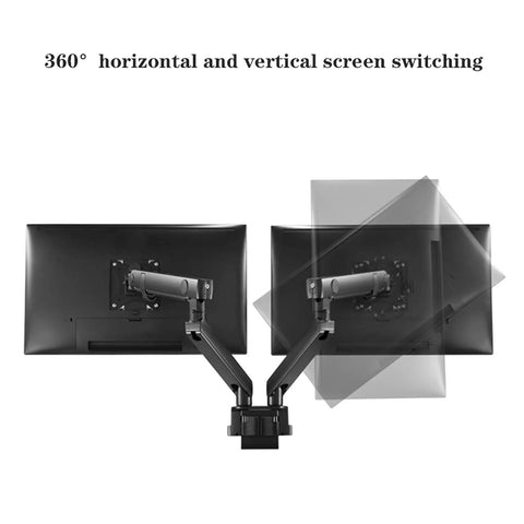 Adjustable Dual Monitor Arm Desk Mount With Smooth Mechanical Spring Height Tilt Swivel Rock Solid Clamp Base for flexible screen positioning.