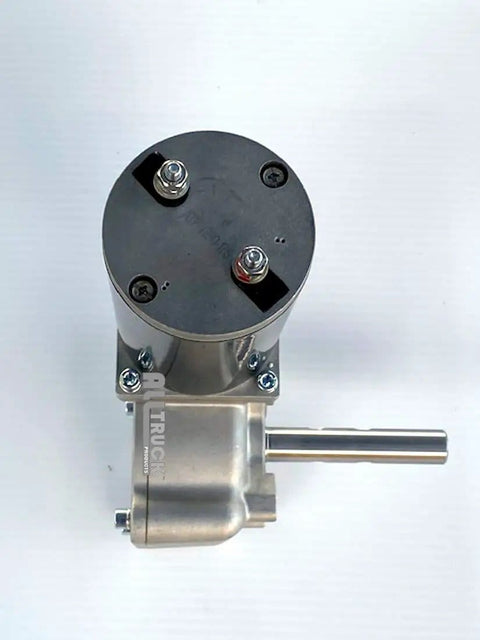 1200 Watt Tarp Motor For Dump Trucks And Trailers With Chrome Cover, universal fit for 3 or 4 bolt patterns, top view