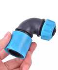 One Half Inch Garden Water Connector Quick Connect Fittings Set For Hoses And Irrigation Elbow Joints Durable Pipe Adapters For Faucets And Hoses No Fuss Easy Snap On Fits One Half Inch And Three Quarter Inch 3 Pack, blue plastic elbow fitting