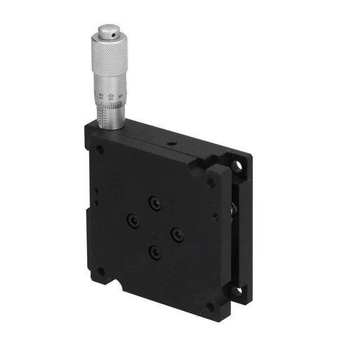 RF A60 Linear Stage Translation Platform With Manual Angle Square Micrometer, 60x60mm aluminum platform, black finish.