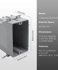 1 Gang PVC New Work Outlet Box 18 Cubic Inch Switch Box ETL Listed UL514C UL263 Safety Certified Durable Plastic Construction With Nail On Tabs And Knockouts For Quick Easy DIY Friendly Wiring Installation, gray 1-gang outlet box