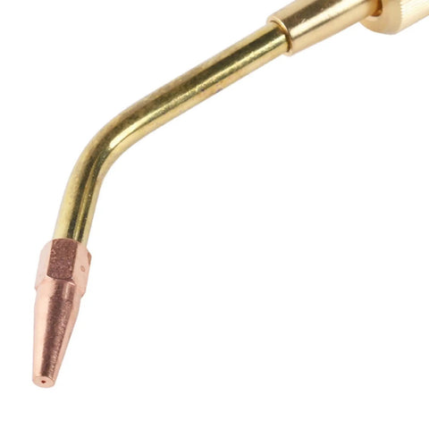 Close-up of brass torch head from Cutting Torch And Welding Set For Demanding Cutting Brazing And Heating Tasks With 90 Degree Head Angles
