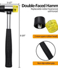 Pin Punch Set 14Pc Removing Repair Tools With Universal Block And Hammer featuring double-faced rubber head hammer with spare heads.