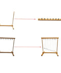 Hands On Pendulum Cradle Science Kit showing assembly process with wooden materials and adjustable lengths for experiments.
