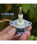 Close-up of Pro Grade 25mm Precision Linear Actuator with 20mm stroke showing telescopic screw shaft and 2-phase 4-wire stepper motor