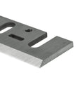 Premium High Speed Steel Planer Blades Set Of Two For DeWalt Bosch Makita Handheld Woodworking Tools showing sharp edge detail.