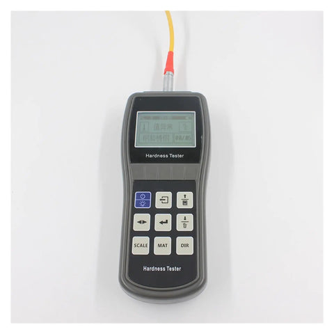 Heavy Duty Digital Hardness Tester Portable Metal Testing Rig For Steel Aluminum Alloy Iron Brass Gauge displaying readings.
