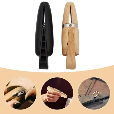 Wooden Ring Clamp Tool Set, 2Pcs Jewelry Wire Clamp For Ring Bending And Polishing, Jeweler Holder And Wood Vise, Portable Hand Tool