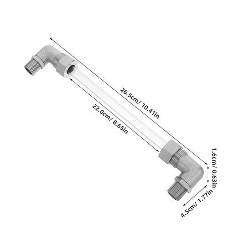 Industrial Water Level Meter With Three Eighths Inch Indicator Tube For Boilers And Cisterns, high-temp glass and copper, 26.5cm