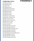 Compatibility list for High-Flow Engine Air Filter For 2018-2024 VW Tiguan, 2019-2025 Audi Q3, 2015-2024 VW GTI, and similar models