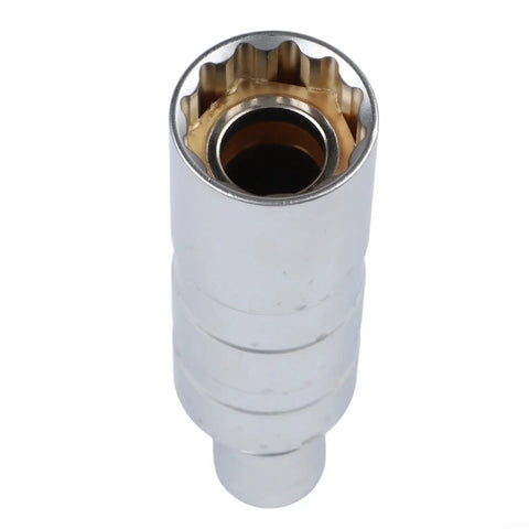 Garage-Grade Spark Plug Socket Set 3/8 Inch Drive Thin-Wall Sockets 14mm To 21mm With Magnetic Hold And Rubber Insert.