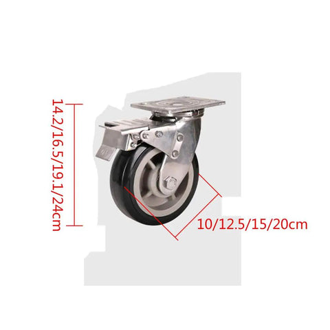 Heavy Duty 304 Stainless Steel Caster Wheels Built Tough For Flat Cart Hauling With Thick Bracket Plates And Dual Sealed Ball Bearings shown at 14.2cm size.