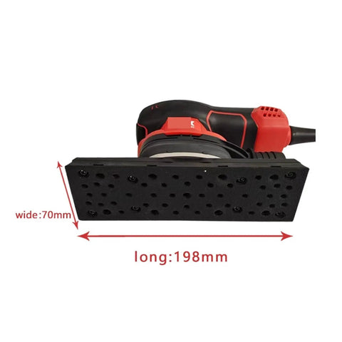 Kickass Electric Belt And Orbital Sander With Adjustable Speed Settings For Woodworking And Metal Refinishing Featuring Hella Smooth Dust Free Grinding Pad for precise sanding, 198mm long, 70mm wide base.