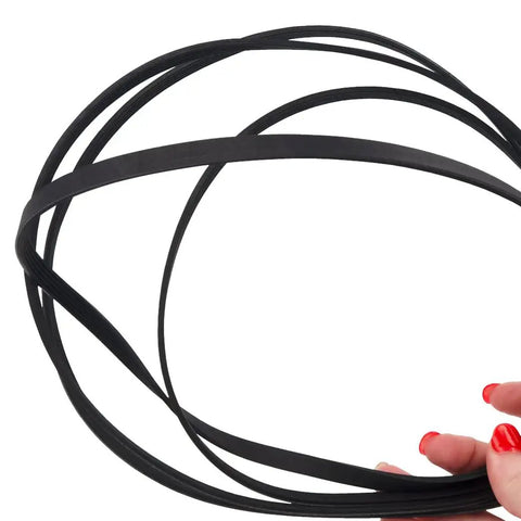 Close-up of Dryer Drum Belt Replacement For NED4655EW0 NED4655EW1 NGD4655EW0 shown in durable rubber material, held in hand